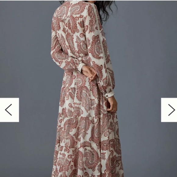 Anthropologie Aleah Allaire Paisley Printed Maxi Dress Cottagecore Lace boho - Picture 3 of 13